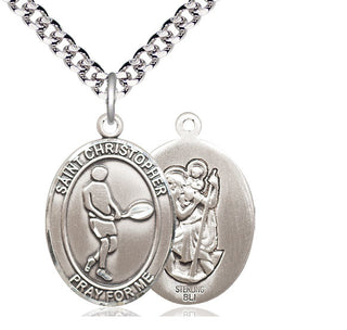 Sterling Silver Saint Christopher Tennis Medal Catholic Jewelry