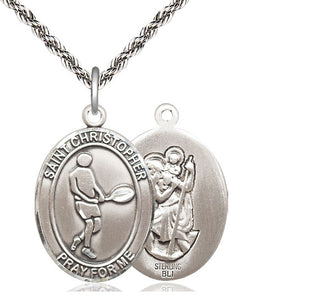 Sterling Silver Saint Christopher Tennis Medal Catholic Jewelry