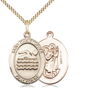 14kt Gold Filled Saint Christopher Swimming Medal Catholic Jewelry