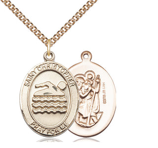 14kt Gold Filled Saint Christopher Swimming Medal Catholic Jewelry
