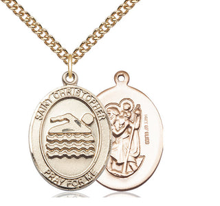14kt Gold Filled Saint Christopher Swimming Medal Catholic Jewelry