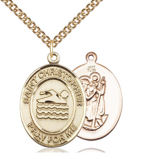 14kt Gold Saint Christopher Swimming Medal