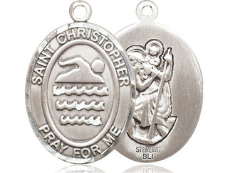 Sterling Silver Saint Christopher Swimming Medal Catholic Jewelry