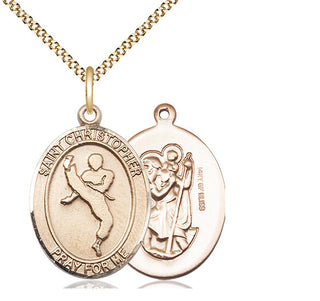 14kt Gold Filled Saint Christopher Martial Arts Medal Catholic Jewelry