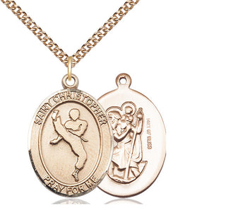 14kt Gold Filled Saint Christopher Martial Arts Medal Catholic Jewelry