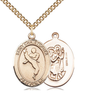 14kt Gold Filled Saint Christopher Martial Arts Medal Catholic Jewelry