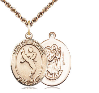 14kt Gold Filled Saint Christopher Martial Arts Medal Catholic Jewelry