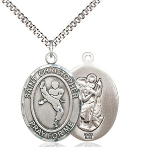 Pewter Saint Christopher Martial Arts Medal Catholic Jewelry