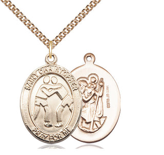 14kt Gold Filled Saint Christopher Wrestling Medal Catholic Jewelry