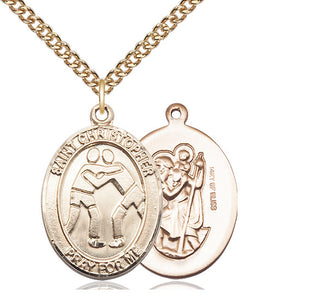 14kt Gold Filled Saint Christopher Wrestling Medal Catholic Jewelry