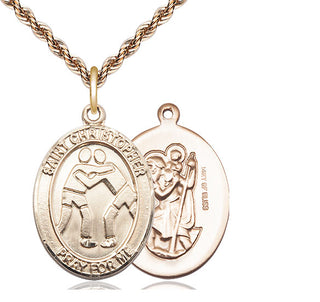 14kt Gold Filled Saint Christopher Wrestling Medal Catholic Jewelry