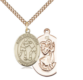 14kt Gold Saint Christopher Wrestling Medal