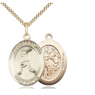 14kt Gold Filled Saint Sebastian Baseball Medal Catholic Jewelry