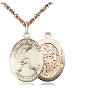 14kt Gold Filled Saint Sebastian Baseball Medal Catholic Jewelry