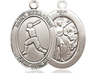 Sterling Silver Saint Sebastian Baseball Medal Catholic Jewelry