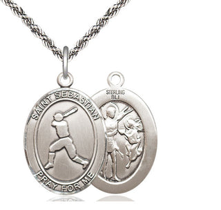 Sterling Silver Saint Sebastian Baseball Medal Catholic Jewelry