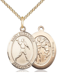 14kt Gold Filled Saint Sebastian Football Medal Catholic Jewelry