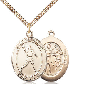 14kt Gold Filled Saint Sebastian Football Medal Catholic Jewelry
