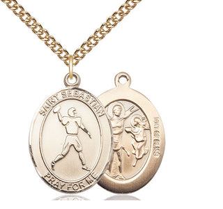 14kt Gold Filled Saint Sebastian Football Medal Catholic Jewelry