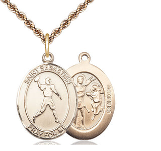 14kt Gold Filled Saint Sebastian Football Medal Catholic Jewelry