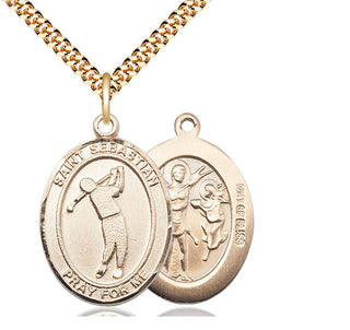 14kt Gold Filled Saint Sebastian Golf Medal Catholic Jewelry