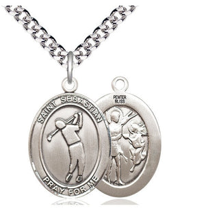Pewter Saint Sebastian Golf Medal Catholic Jewelry