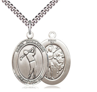 Sterling Silver Saint Sebastian Golf Medal Catholic Jewelry