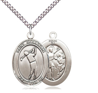 Sterling Silver Saint Sebastian Golf Medal Catholic Jewelry