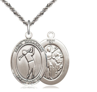 Sterling Silver Saint Sebastian Golf Medal Catholic Jewelry