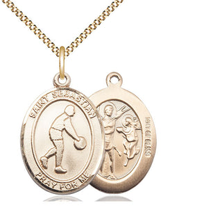 14kt Gold Filled Saint Sebastian Basketball Medal Catholic Jewelry