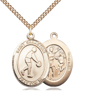 14kt Gold Filled Saint Sebastian Basketball Medal Catholic Jewelry