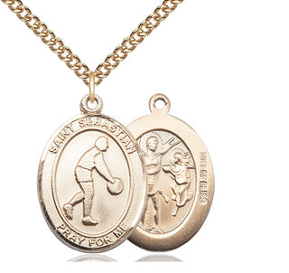 14kt Gold Filled Saint Sebastian Basketball Medal Catholic Jewelry