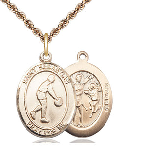14kt Gold Filled Saint Sebastian Basketball Medal Catholic Jewelry
