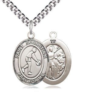 Pewter Saint Sebastian Basketball Medal Catholic Jewelry