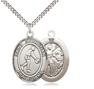 Pewter Saint Sebastian Basketball Medal Catholic Jewelry