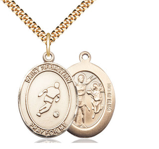 14kt Gold Filled Saint Sebastian Soccer Medal Catholic Jewelry