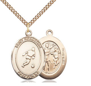14kt Gold Filled Saint Sebastian Soccer Medal Catholic Jewelry