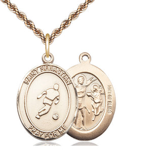 14kt Gold Filled Saint Sebastian Soccer Medal Catholic Jewelry