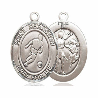 Sterling Silver Saint Sebastian Soccer Medal Catholic Jewelry