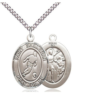 Sterling Silver Saint Sebastian Soccer Medal Catholic Jewelry