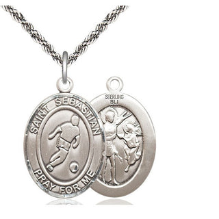 Sterling Silver Saint Sebastian Soccer Medal Catholic Jewelry