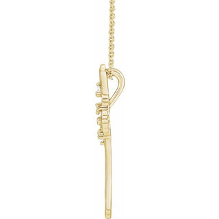 14K Yellow 3-Stone 1/8 CTW Natural Diamond Semi-Set Family Cross 16-18" Necklace