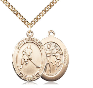 14kt Gold Filled Saint Sebastian Ice Hockey Medal Catholic Jewelry