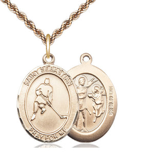 14kt Gold Filled Saint Sebastian Ice Hockey Medal Catholic Jewelry