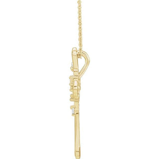 14K Yellow 5-Stone .08 CTW Natural Diamond Semi-Set Family Cross 16-18" Necklace