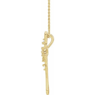 14K Yellow 6-Stone .08 CTW Natural Diamond Semi-Set Family Cross 16-18" Necklace