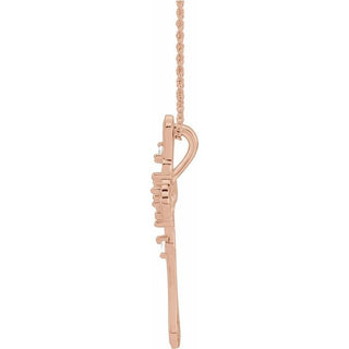 14K Rose 6-Stone .08 CTW Natural Diamond Semi-Set Family Cross 16-18" Necklace