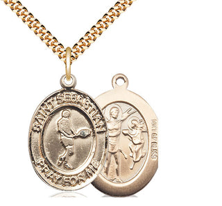 14kt Gold Filled Saint Sebastian Tennis Medal Catholic Jewelry