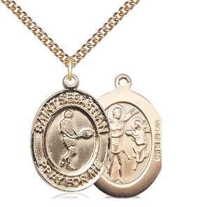 14kt Gold Filled Saint Sebastian Tennis Medal Catholic Jewelry