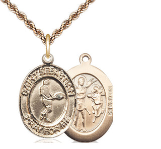 14kt Gold Filled Saint Sebastian Tennis Medal Catholic Jewelry